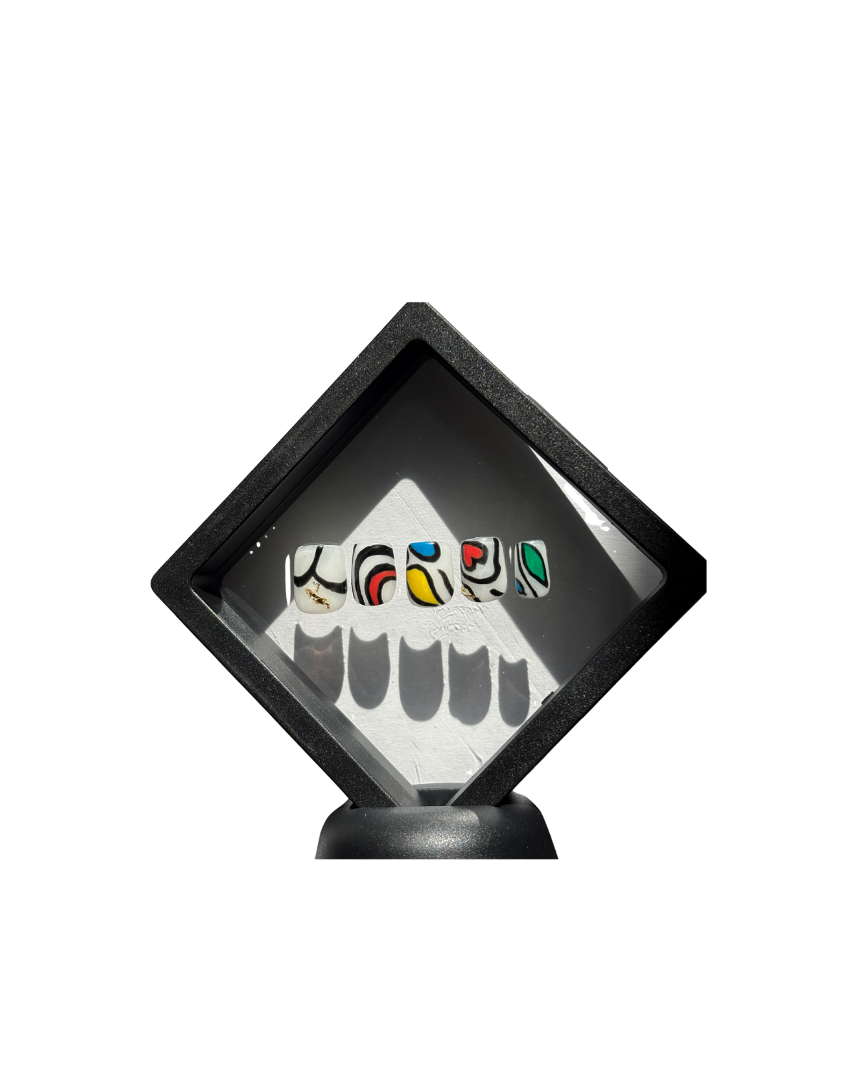 hand-painted study of the rhythmic visual language found in Ghanaian weaving. This design reimagines the traditionally rigid, geometric lines of Kente cloth as fluid, organic shapes defined by bold black boundaries. The palette of sun yellow, deep azure, and forest green is layered over a neutral base, accented with subtle gold leaf to mirror the silk threads found in royal textiles.