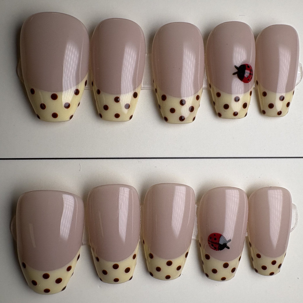 Buttercream press on nails, coffin. Ready to ship set by GN Collections.