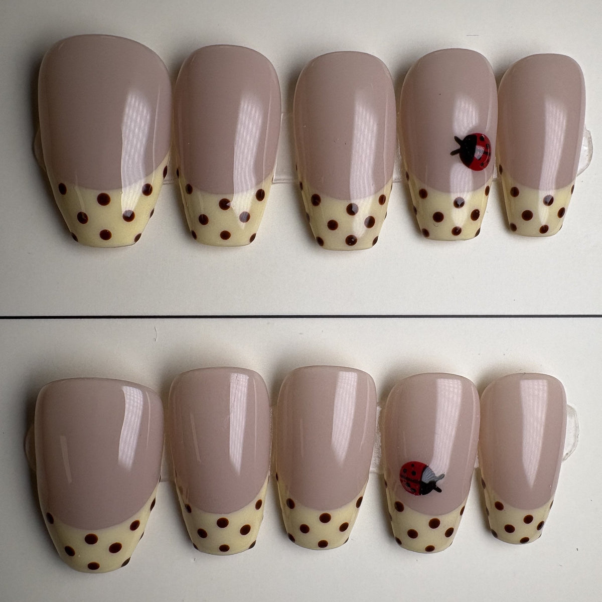 Buttercream press on nails, coffin. Ready to ship set by GN Collections.