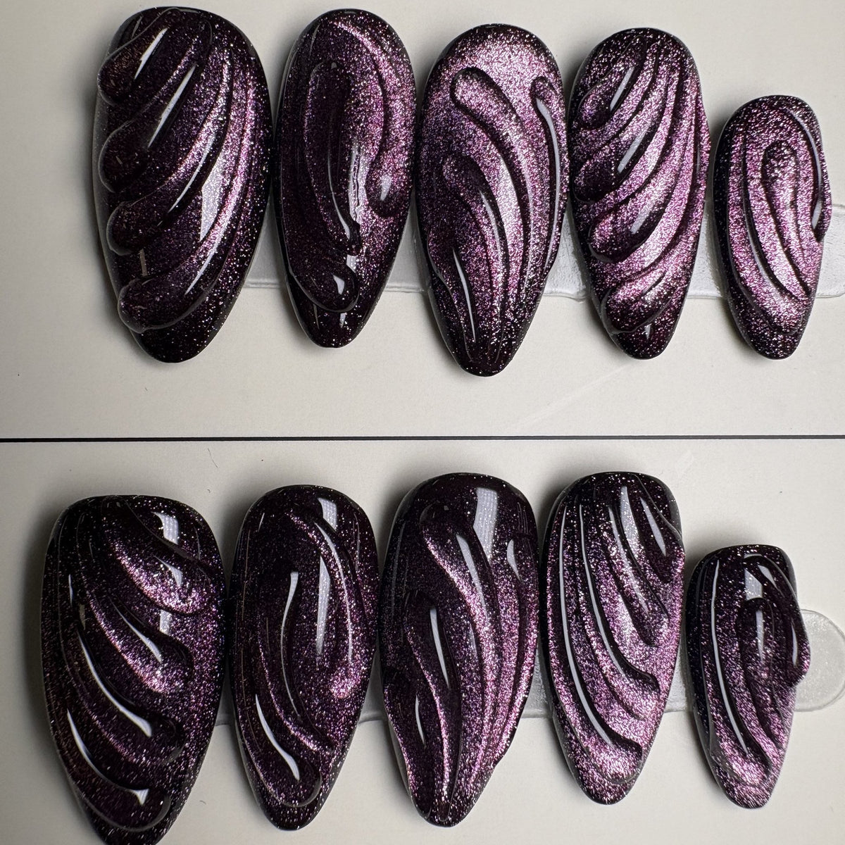 Sugar Plum press on nails, medium almond. Ready to ship set by GN Collections.