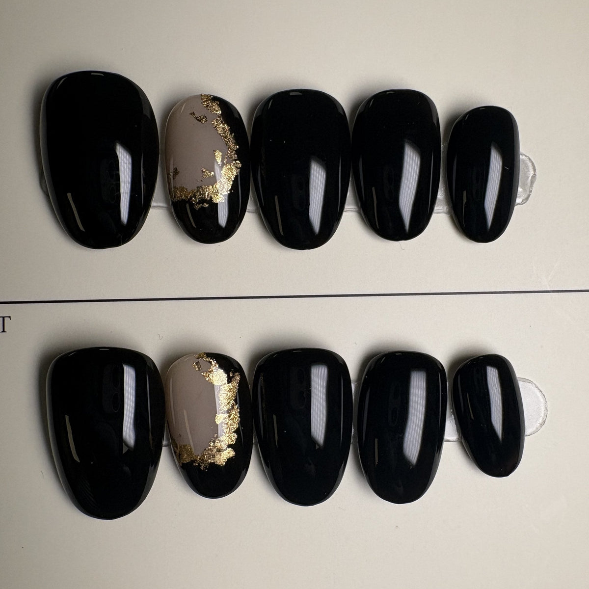Black Tie press on nails, short square. Ready to ship set by GN Collections.