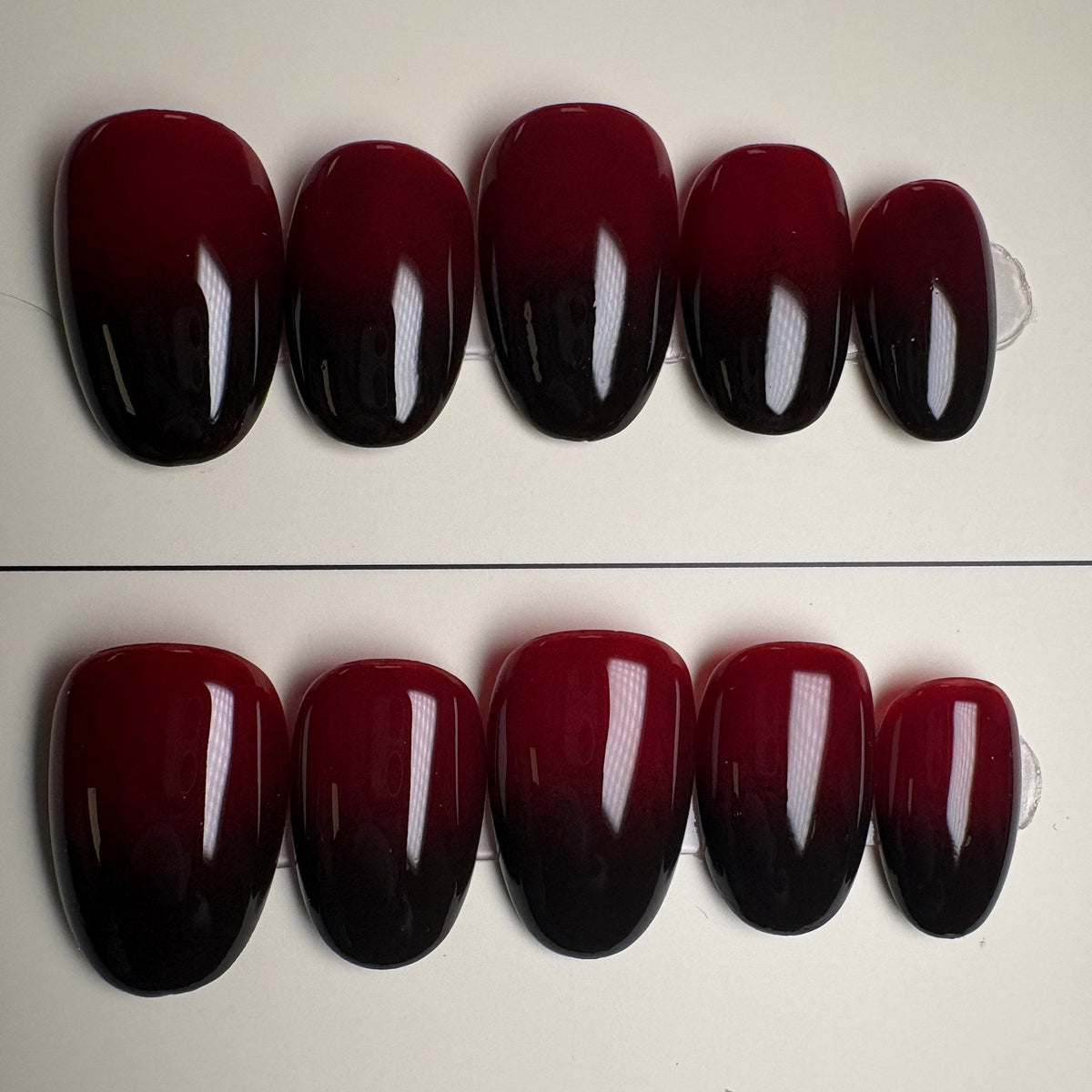 Red Velvet press on nails, short round. Ready to ship set by GN Collections.