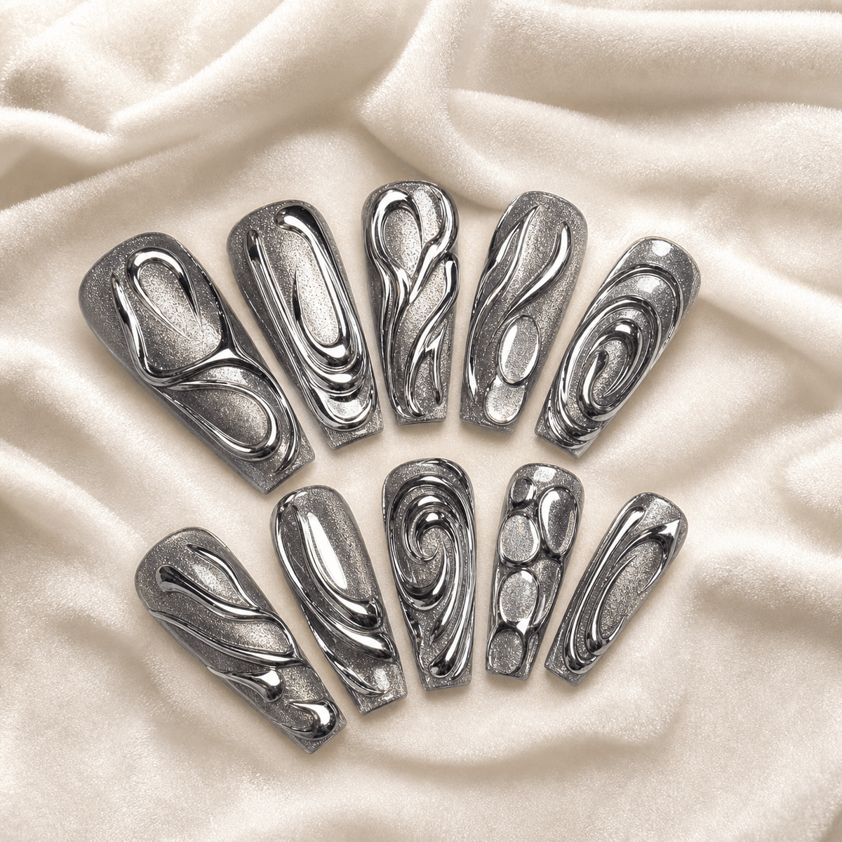 Silver Galore - GN Collections| Press Ons to Own Your Feminine Energy