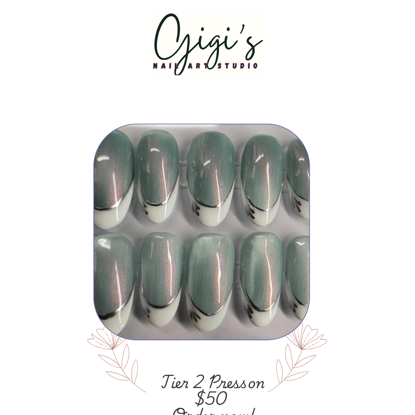French with a Twist nails featuring classic white tips with shimmering cateye base nail.