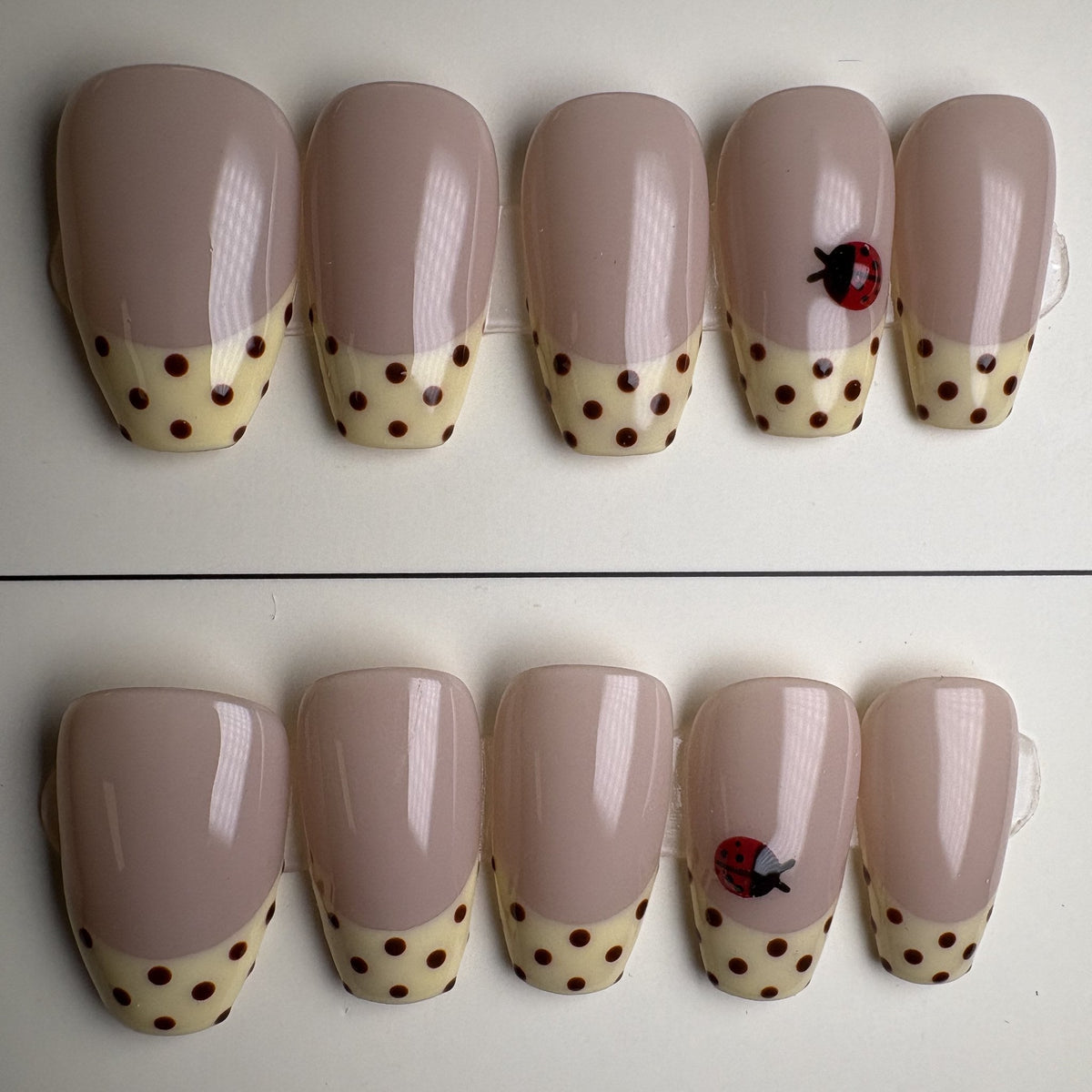 Buttercream press on nails, coffin. Ready to ship set by GN Collections.