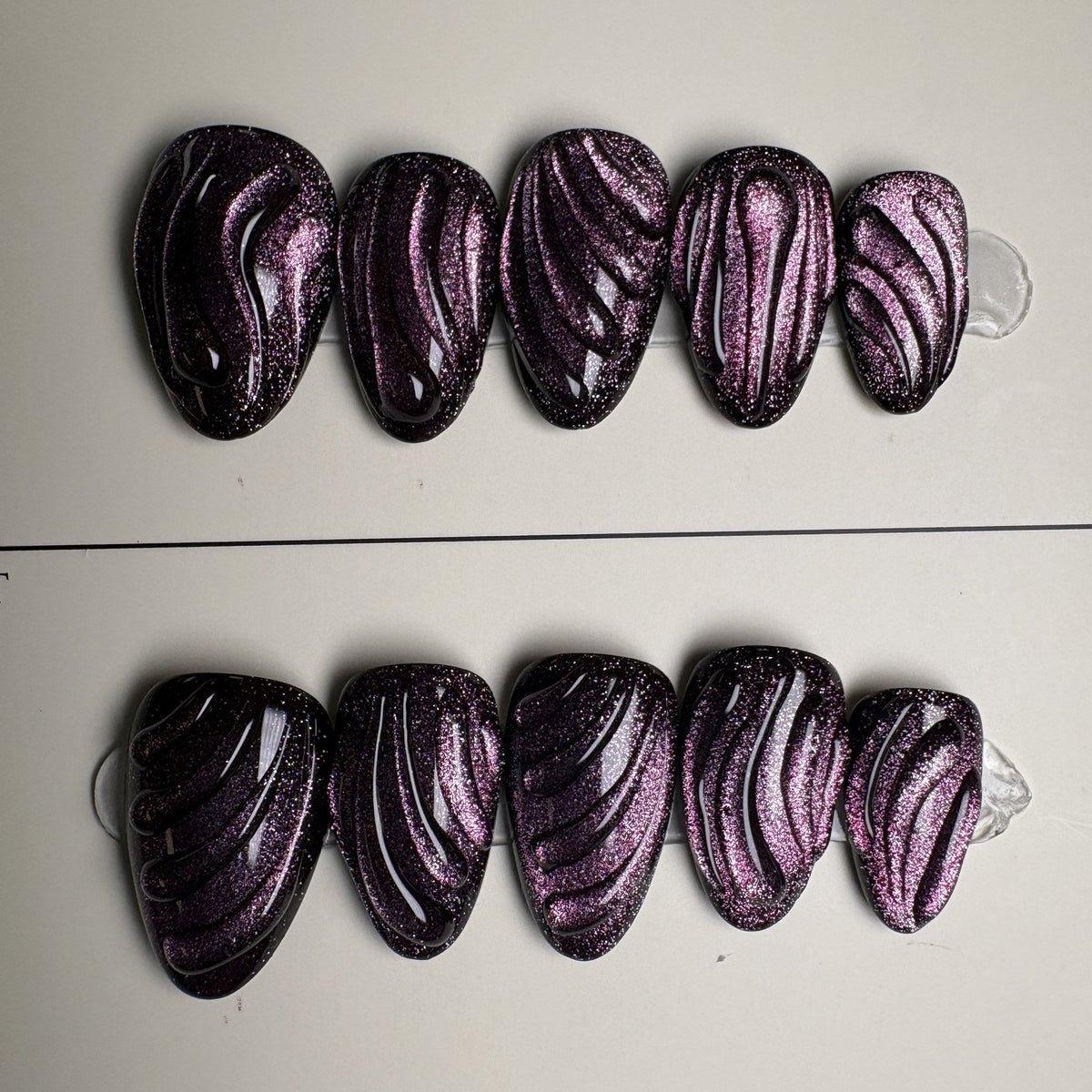 Sugar Plum press on nails, short almond. Ready to ship set by GN Collections.