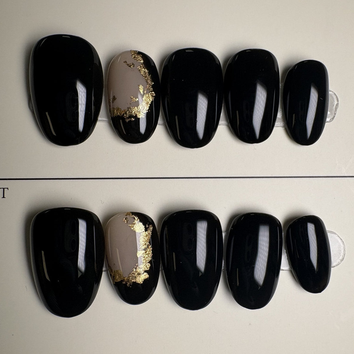 Black Tie press on nails, short square. Ready to ship set by GN Collections.