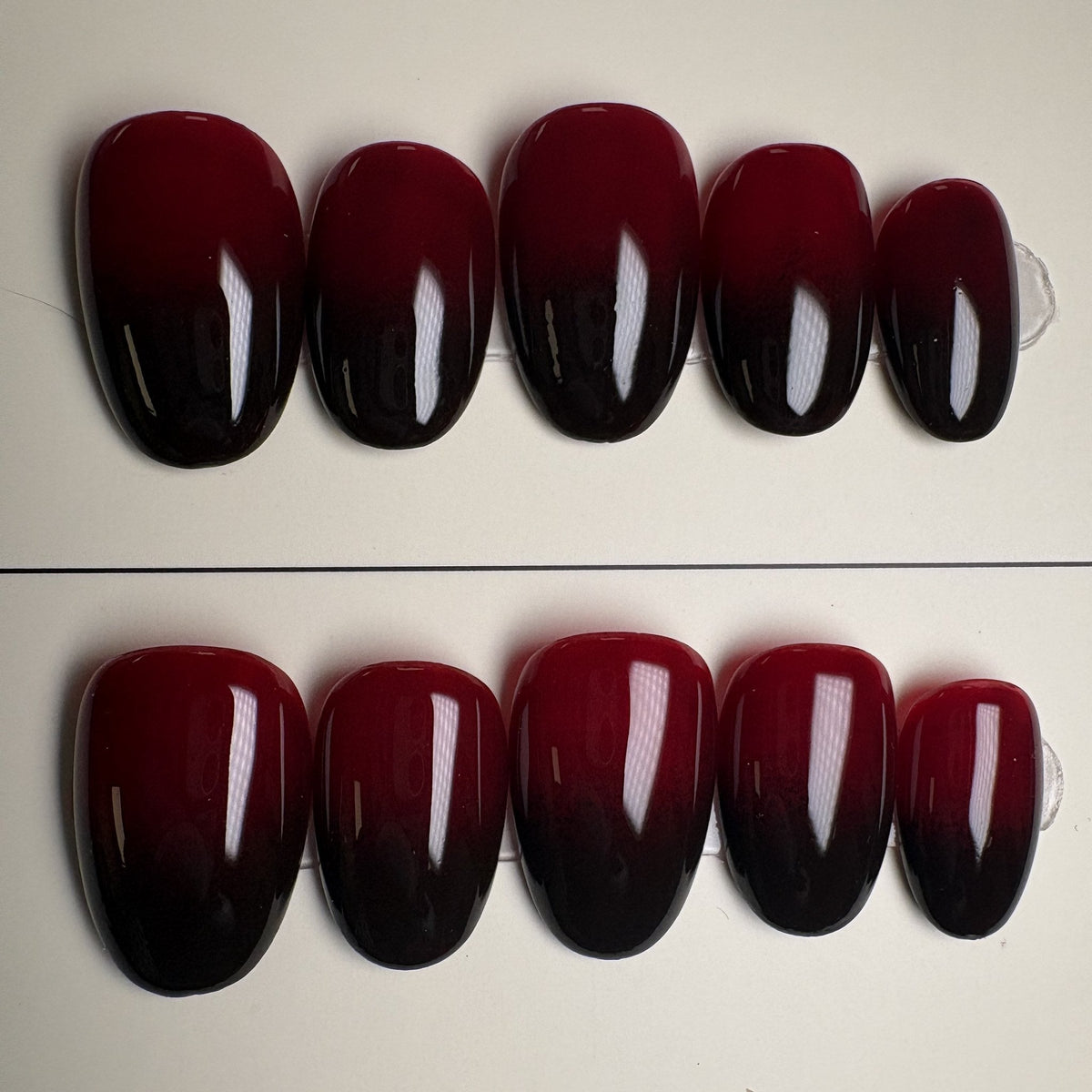 Red Velvet press on nails, short round. Ready to ship set by GN Collections.