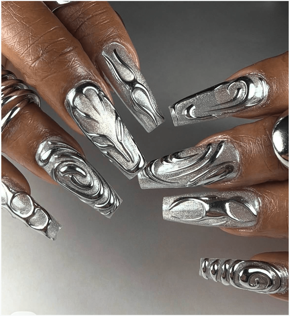Silver Galore - GN Collections| Press Ons to Own Your Feminine Energy